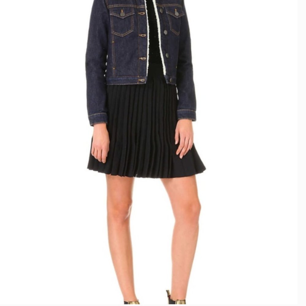 MAJE Borino Denim Jacket with Faux-Shearling